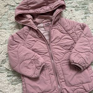 Zara Pink Quilted Hooded Jacket
